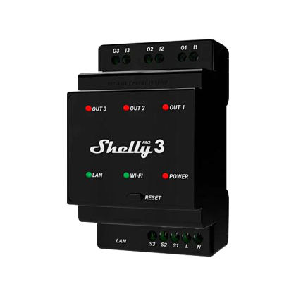 Триканално Wi-Fi реле Shelly Pro 3 за DIN шина – снимка 1